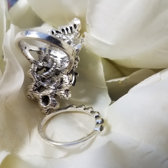 2Pcs/set Crystal butterfly retro index finger ring - Picture 9 of 9